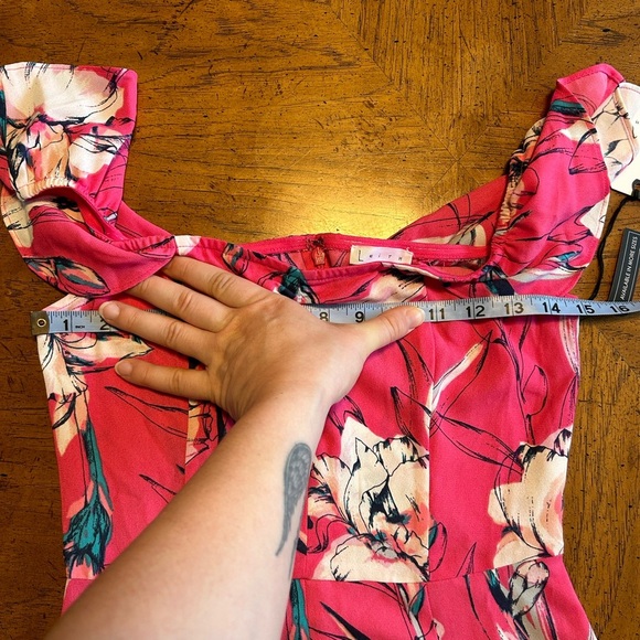 Leith Dress Floral Pink Sweetheart Neckline Midi Cocktail Casual Spring Formal - Picture 9 of 11